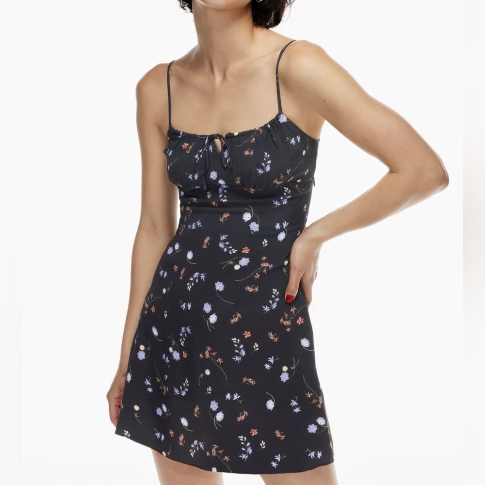 Aritzia Wilfred Bello Mini Dress in Black/Heatwave Blue, Size 6